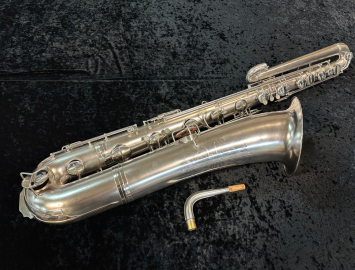 Vintage Conn Original Silver Plated Bass Saxophone, Serial #85909